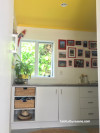 laundry inspiration, laundry ideas, colourful ceiling, bright laundry, yellow ceiling, resene