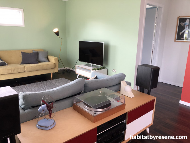 green living room, living room inspiration, white walls, scandi living room, Resene