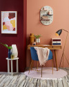 pink paint, burgundy paint, pink walls, burgundy walls, home office, study nook, small spaces