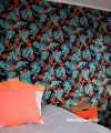 bedroom, kids bedroom, childrens bedroom, feature wall, feature wallpaper, jungle print wallpaper 