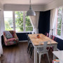 dining room, dining area, navy dining room, navy and white, blue dining area