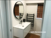 bathroom, white bathroom, neutral bathroom, resene black white, wood flooring, renovated bathroom