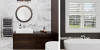 bathroom, marble tiles, tongue and groove wall, brown bathroom, brown feature wall